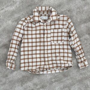 Zara Kids Brown and White Checkered Button Down Shirt